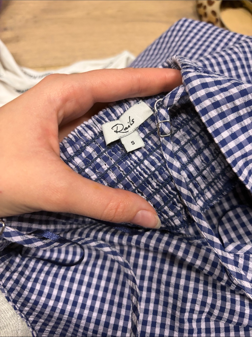 Rails Blue Gingham Tie-Front Midi Dress - Picture 2 of 3